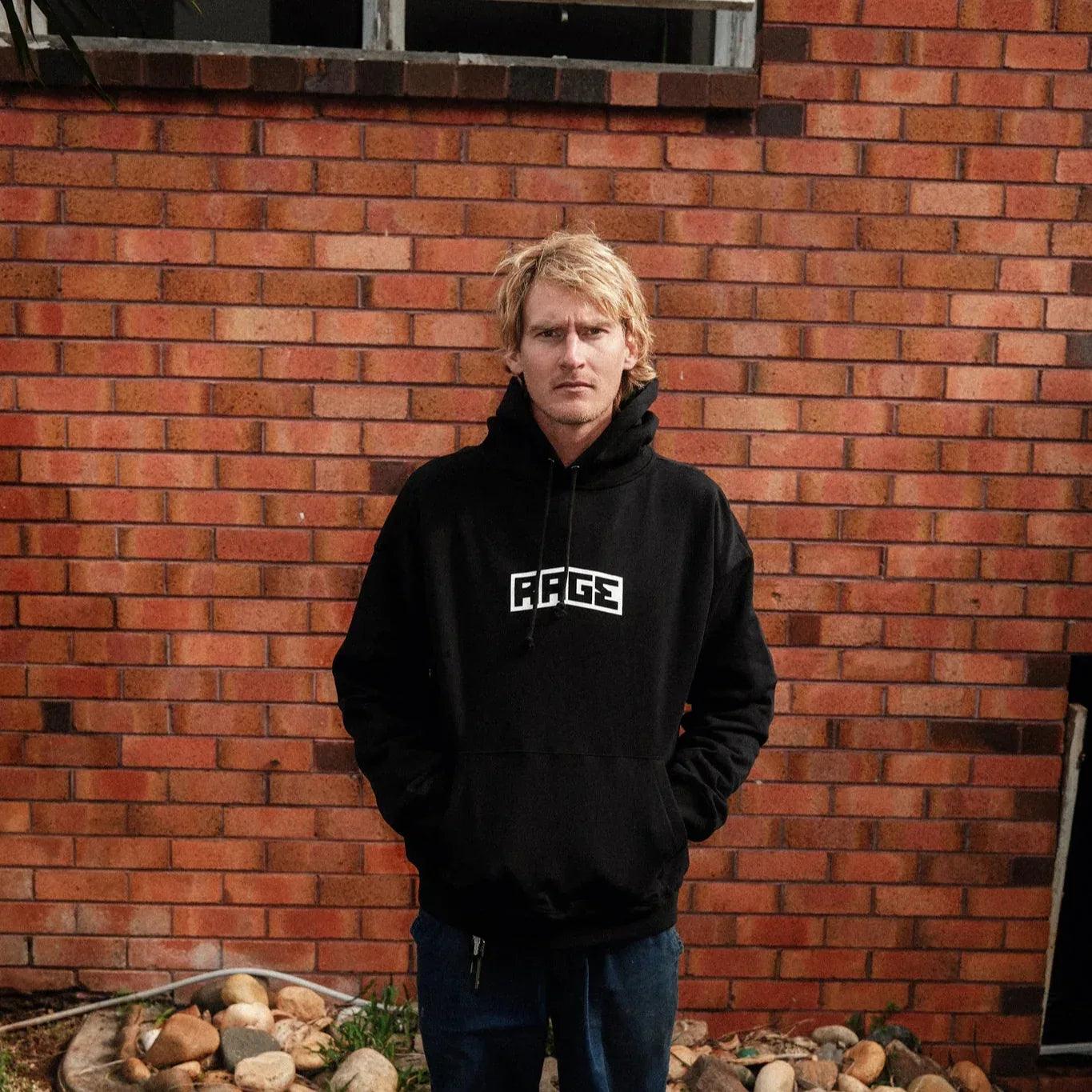 LOGO HOOD - BLACK - RAGE RAGE RAGE