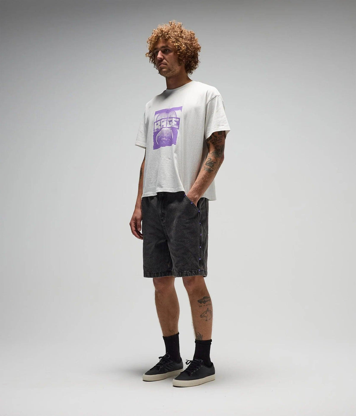 STUDDED DENIM 21" WALKHSHORT | RAGE X FORMER by RAGE RAGE RAGE