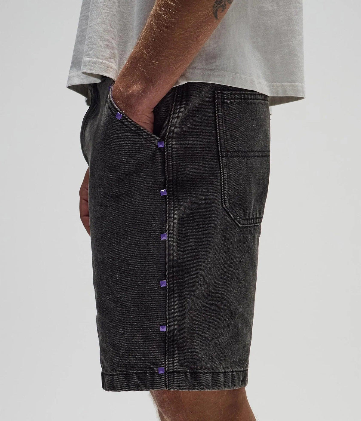 STUDDED DENIM 21" WALKHSHORT | RAGE X FORMER by RAGE RAGE RAGE